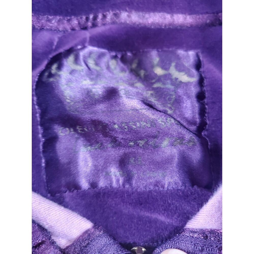 Oleg Cassini Sport Luxe Velour Jacket Womens XL Purple Y2K Track Zip Up - Picture 2 of 15